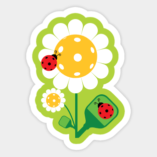 Pickleball - cute daisies with lady bird Sticker